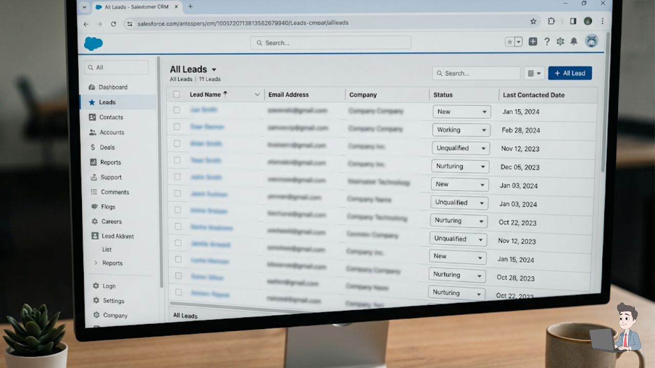 A screenshot of a Google Sheet or CRM. Blur out the names and emails, but leave the "Last Contacted Date" visible to show dates from months ago.