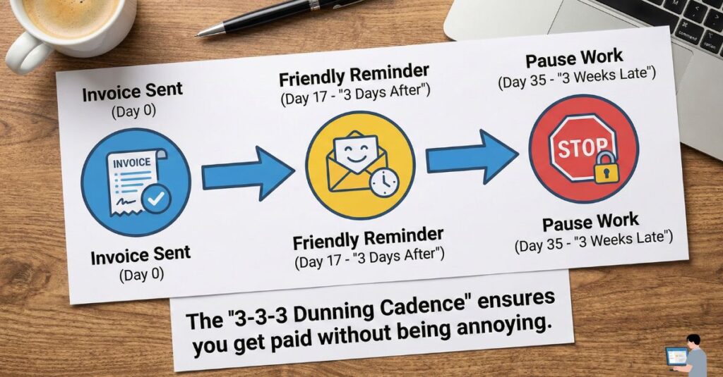 Accounts receivable dunning timeline for automated invoicing.