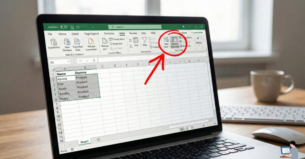 Microsoft Excel Data tab highlighting the Remove Duplicates button location.