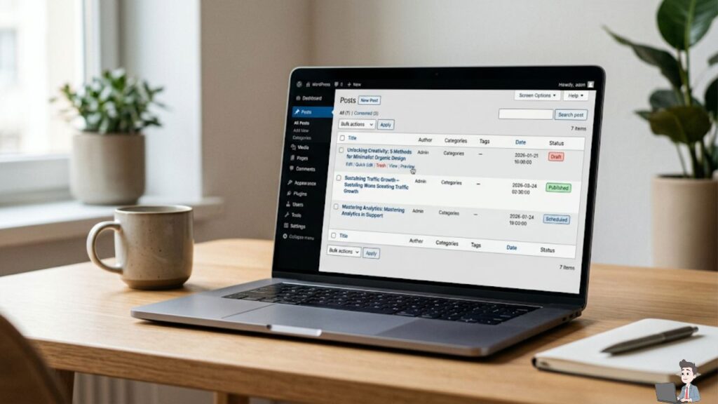 A screenshot of your CMS draft dashboard (like WordPress) or your AI scheduling tool. Show a post sitting in "Draft" or "Pending Review" status, rather than "Scheduled" or "Published."