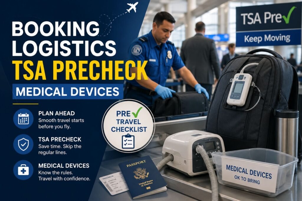 Booking logistics tsa precheck medical devices