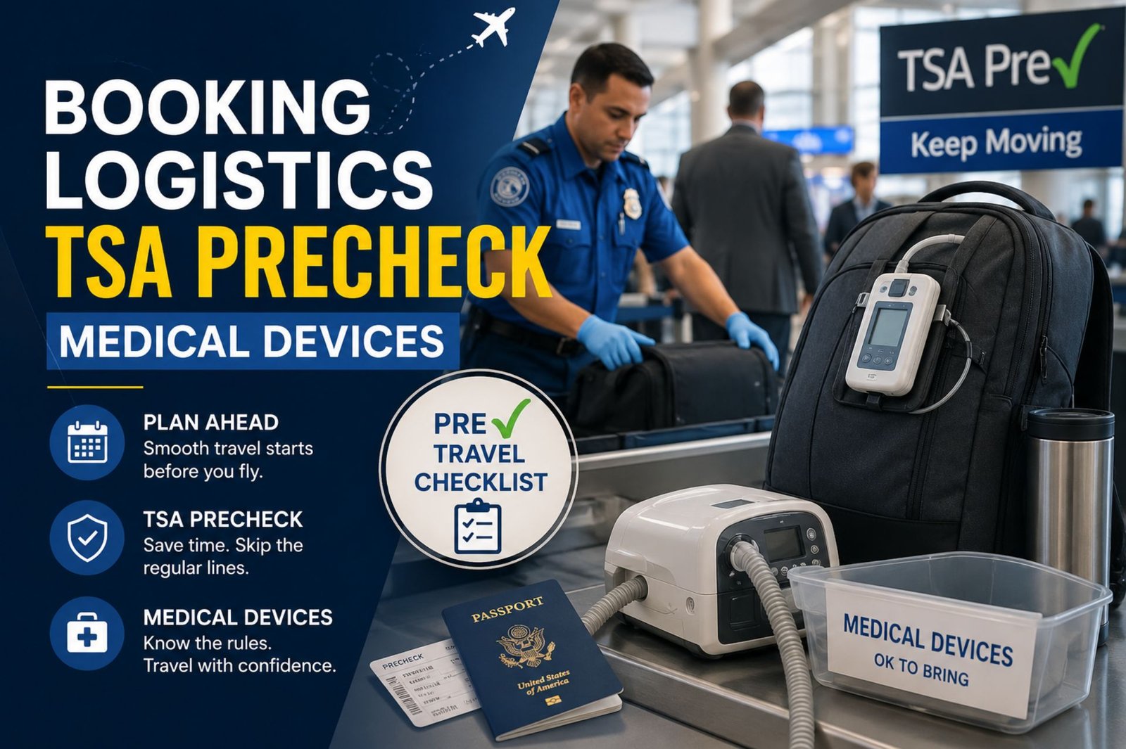 Booking logistics tsa precheck medical devices